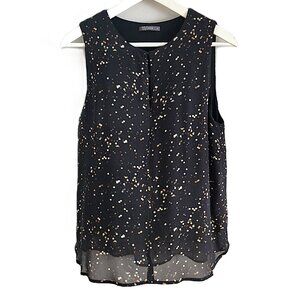 Nile 🇨🇭 black dot print sleeveless crepe top